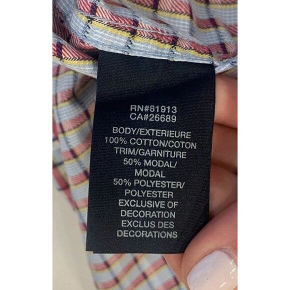 Robert Graham Maroon Blue Navy Checked Button Down Contrast Cuffs Size Large - Picture 11 of 12